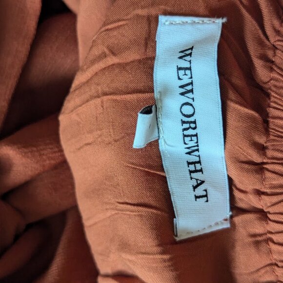 WeWoreWhat Flirty Crinkle Ruffle Dress Clay Size Small - Picture 7 of 11